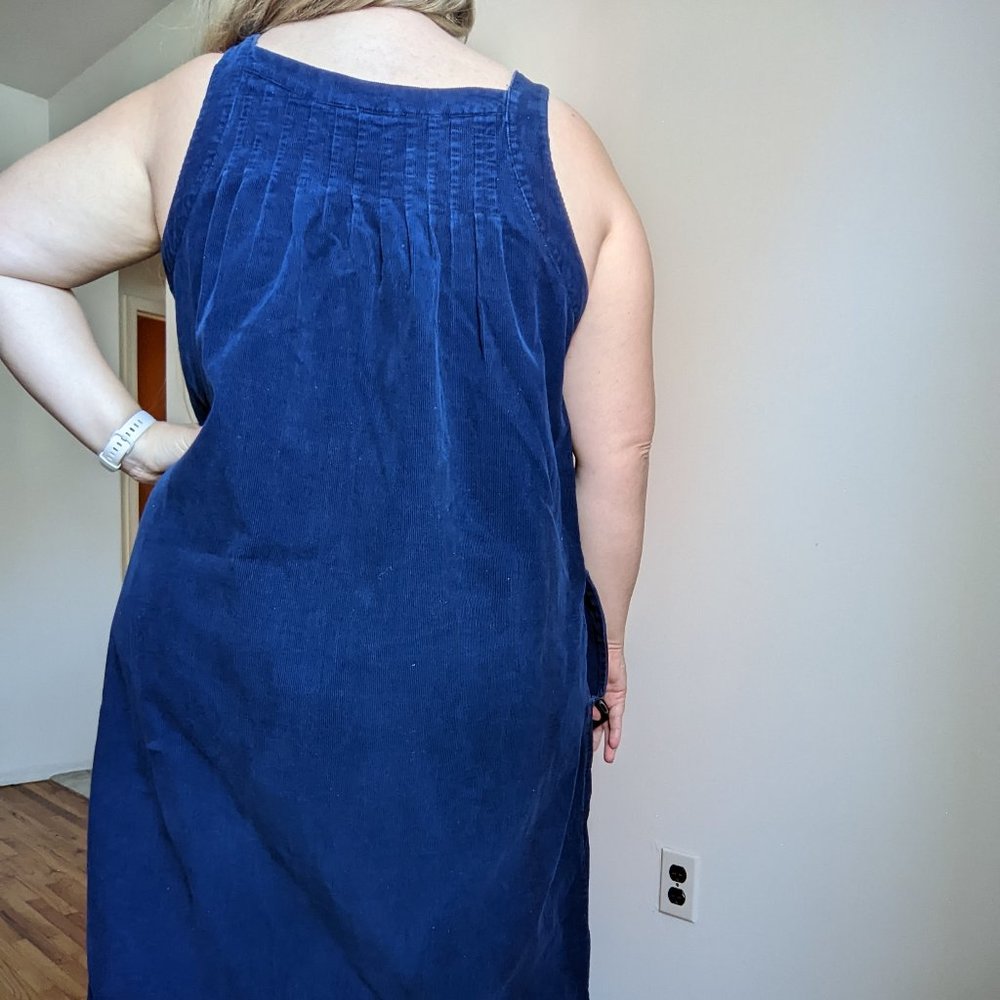 Vintage 90s Blue Corduroy Dress - Picture 7 of 9